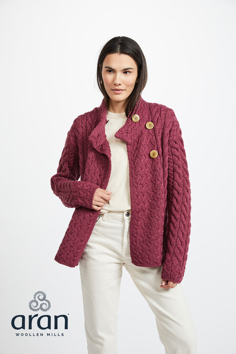 Louisburgh Ladies Cable Cardigan By Aran Mills