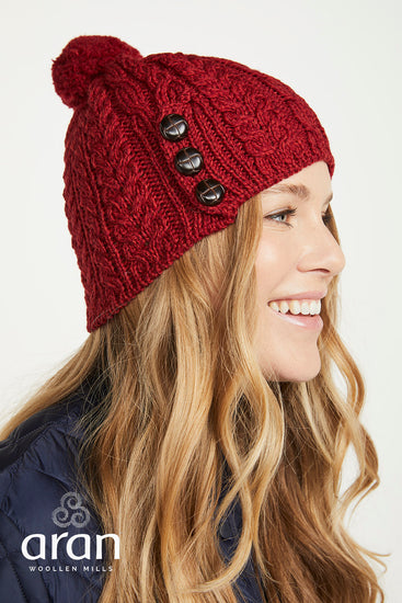 Women's Merino Wool Hat with Bobble by Aran Mills