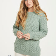 Women's Supersoft Merino Wool Cable Crew Neck Sweater by Aran Mills - 5 Colours