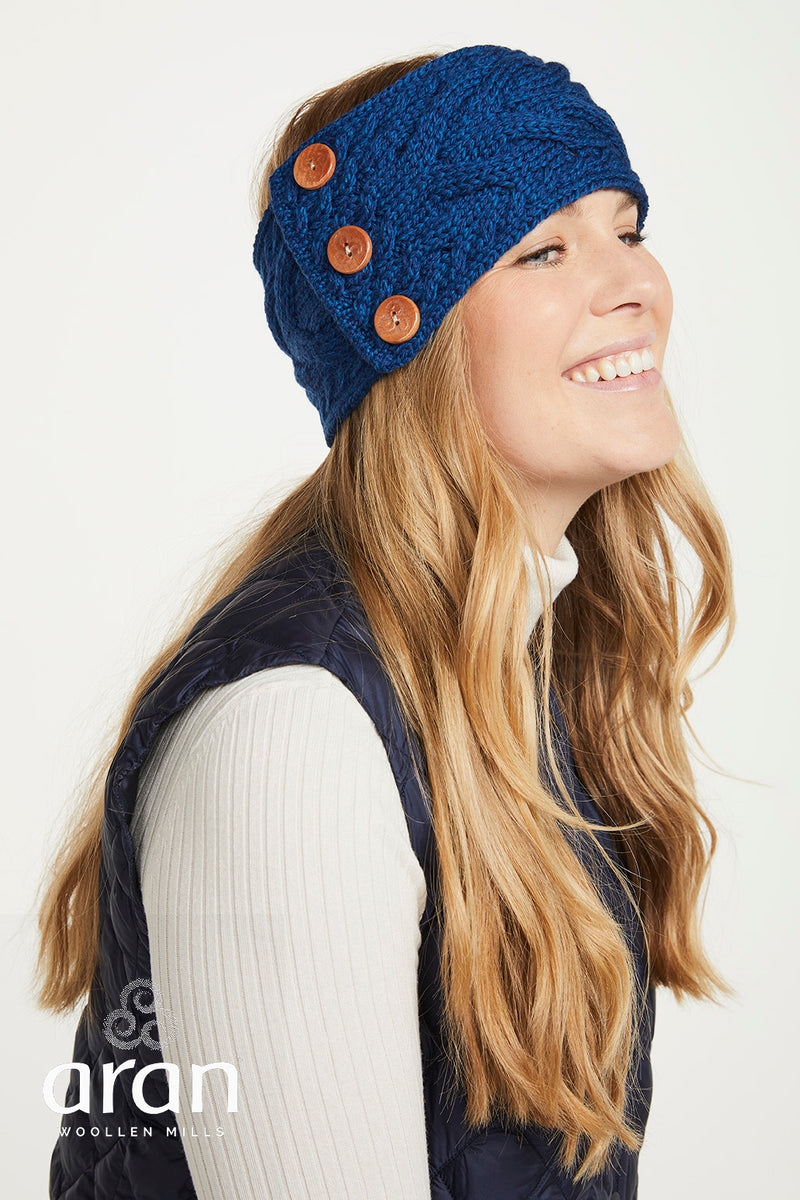 Women's Supersoft Merino Wool Cable Knit Headband by Aran Mills - 7 Colours