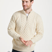 Men's Merino Wool Zip Neck Jumper by Aran Mills - 2 Colours