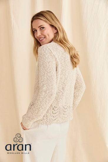 Ladies Cotton/Linen Sweater by Aran Mills - Oatmeal