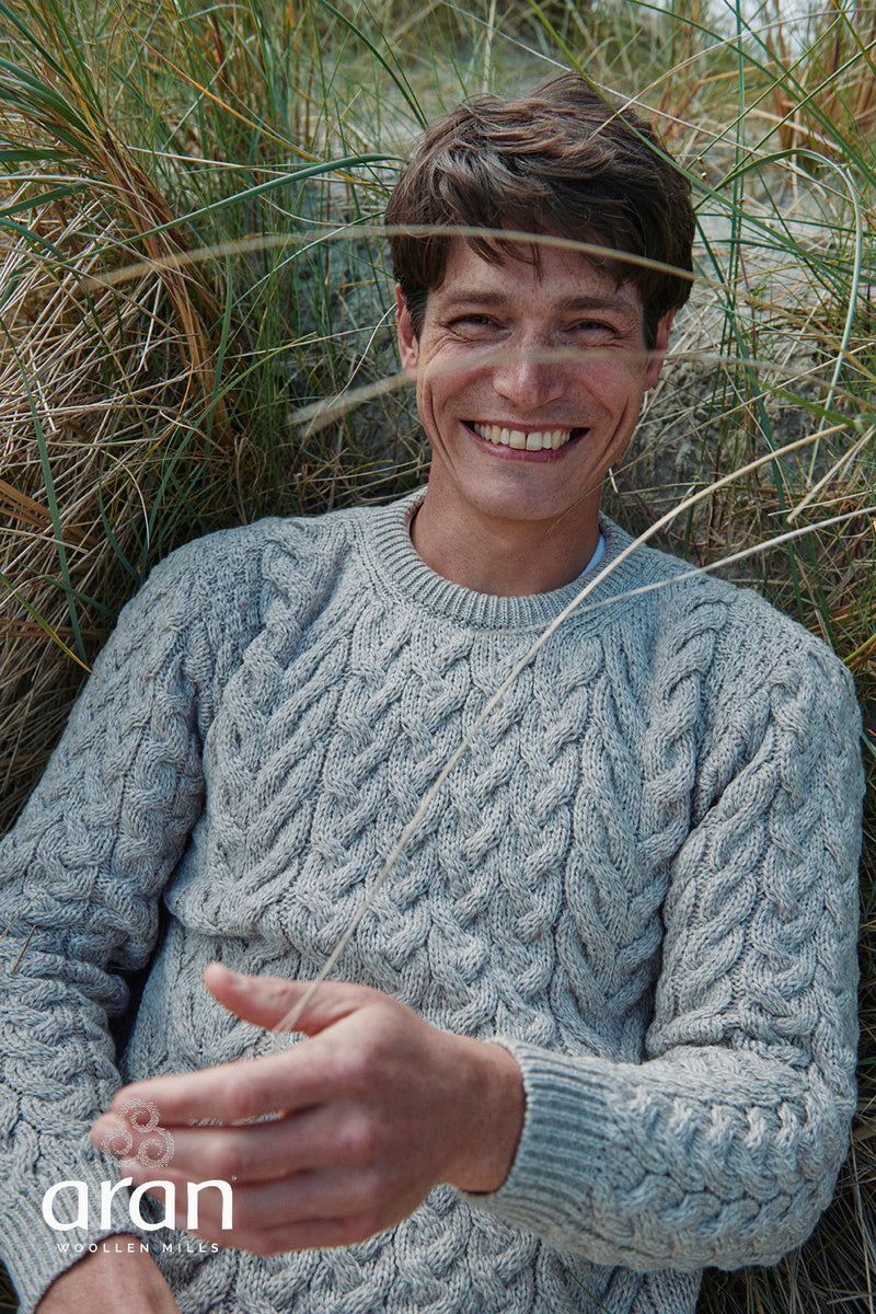 Unisex Supersoft Merino Wool Cable Crew Neck Sweater by Aran Mills - 5 Colours