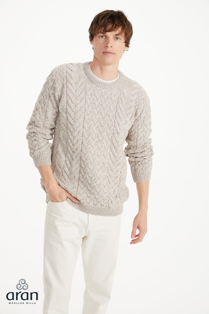 Unisex Supersoft Merino Wool Cable Crew Neck Sweater by Aran Mills - 5 Colours