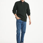 Men's Merino Wool Zip Neck Jumper by Aran Mills - 2 Colours