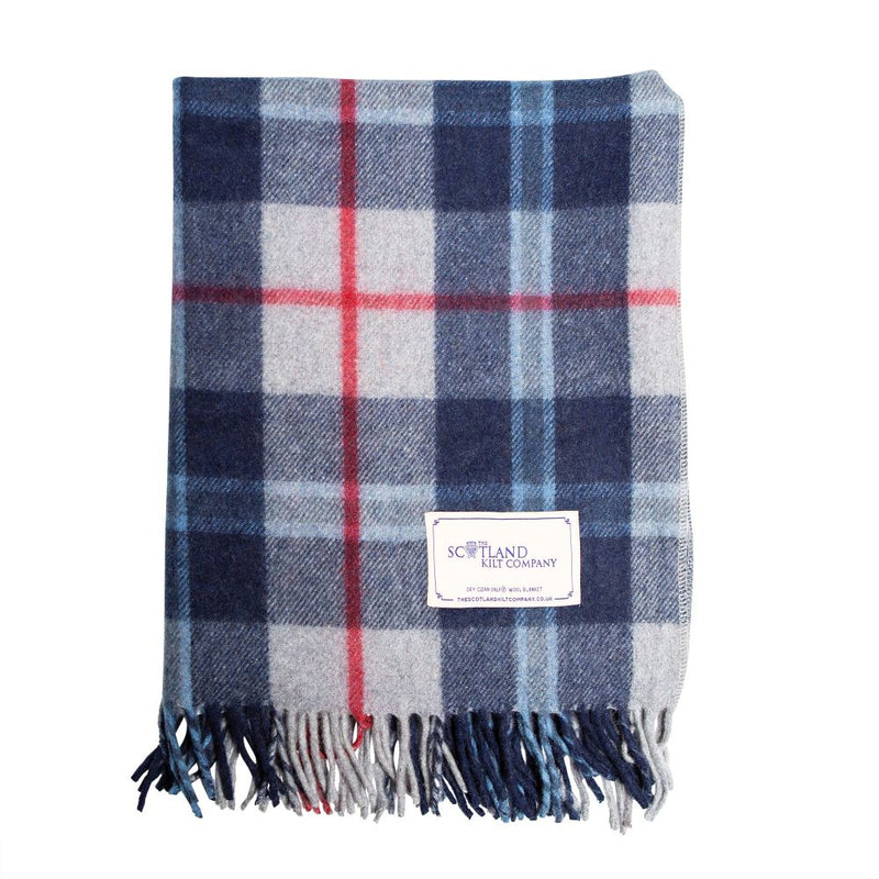 Wool Tartan Lap Blanket 29'' x 70'' - Douglas Navy