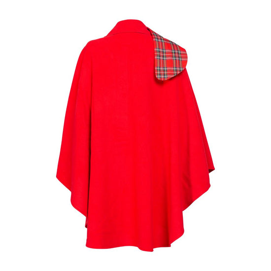 Women's 3 Button Cashmere Scarf Cape - Red with Royal Stewart Trim
