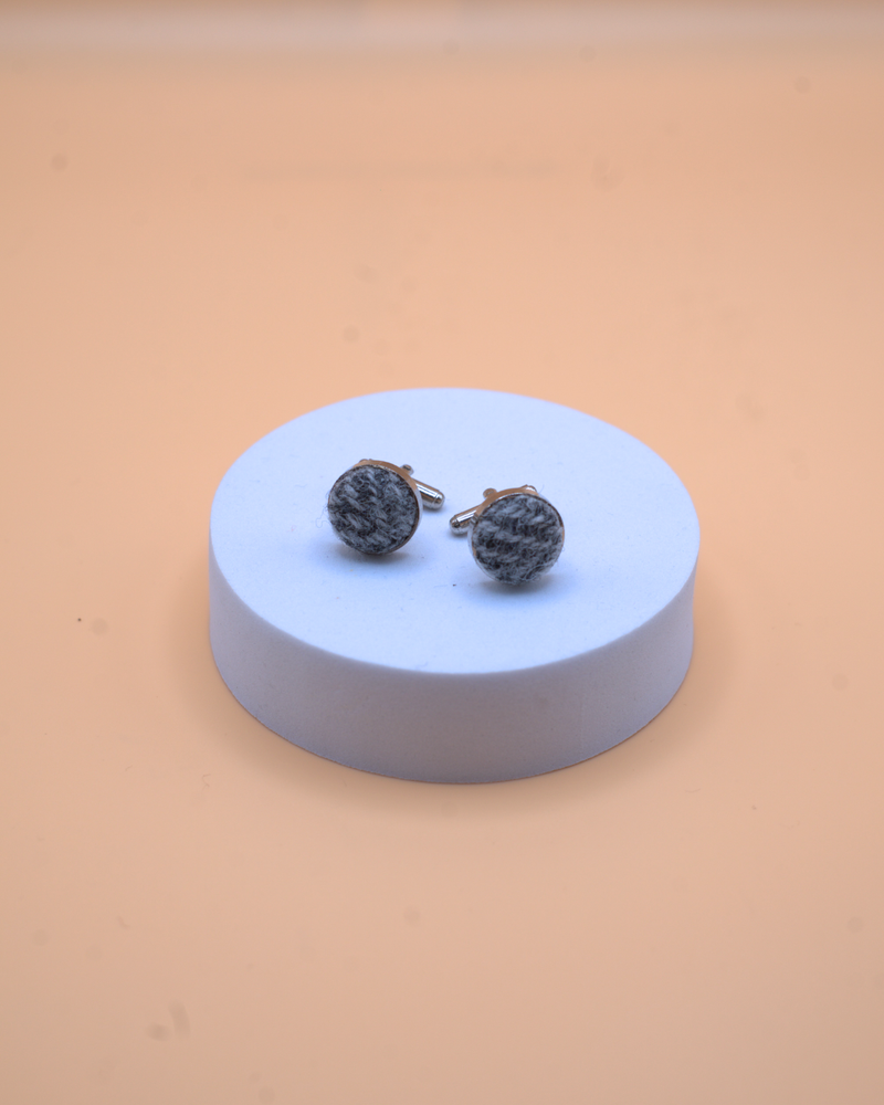 Harris Tweed Cufflinks - Grey Herringbone