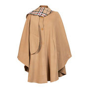 Women's 3 Button Cashmere Scarf Cape - Camel with Thomson Camel Trim