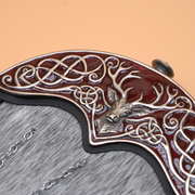 Scottish Made - Full Dress Stag with Red Enamel Cantle Sporran - Natural Bovine