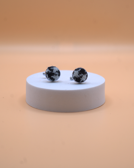Harris Tweed Cufflinks - Black and White Dogtooth