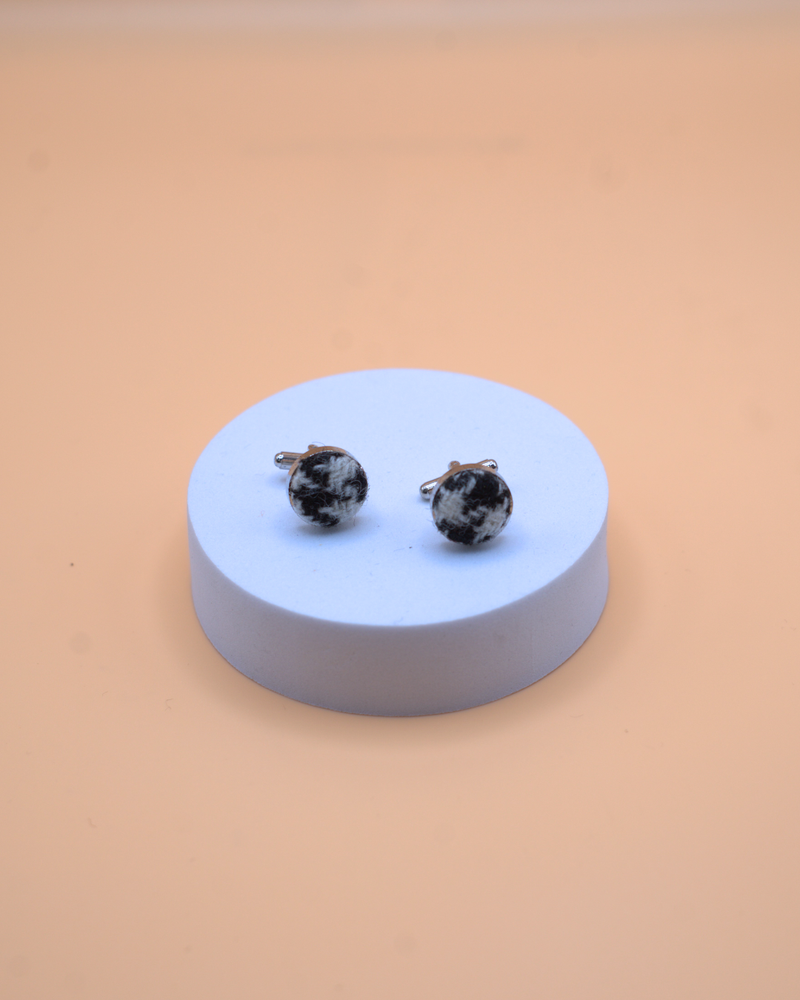 Harris Tweed Cufflinks - Black and White Dogtooth