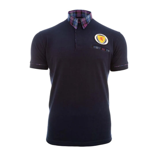 Men's Navy with tartan collar Scotland Football Top