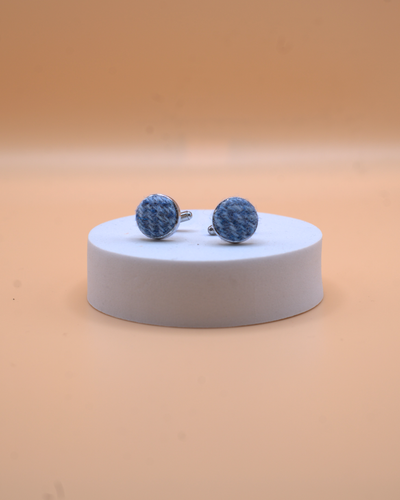 Harris Tweed Cufflinks - Light Blue Herringbone