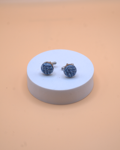 Harris Tweed Cufflinks - Light Blue Herringbone