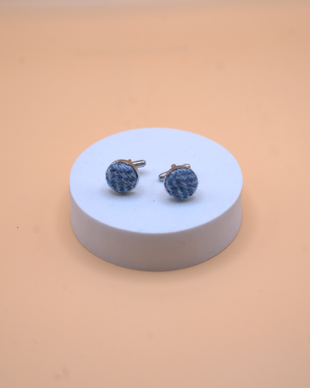 Harris Tweed Cufflinks - Light Blue Herringbone