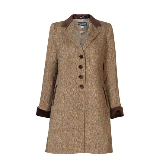 Women's Harris Tweed Coat - Tara - Brown Herringbone - Autumn/Winter 2023