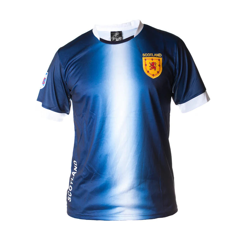Men's Navy and White stripe Scotland Football Top - Short Sleeve