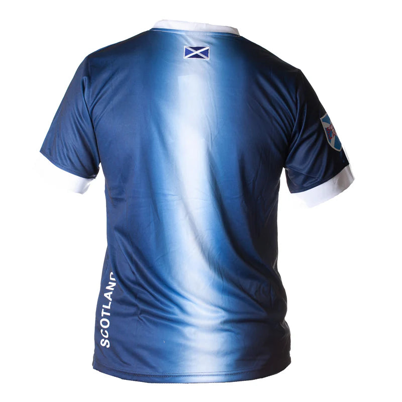 Men's Navy and White stripe Scotland Football Top - Short Sleeve