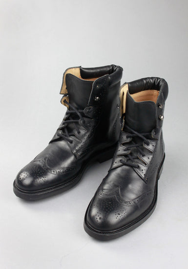 Brogues Ghillie Boot - Black Leather