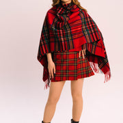 Women's Tartan Cashmere Wool Blend Mini Cape