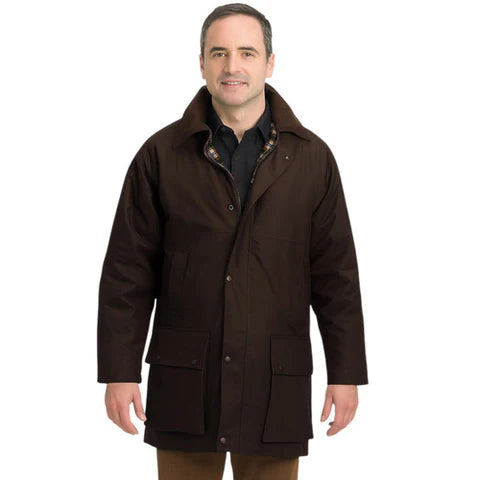Mens Cotton Wax Padded Jacket - Brown