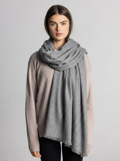 100% Cashmere Shawl - Grey
