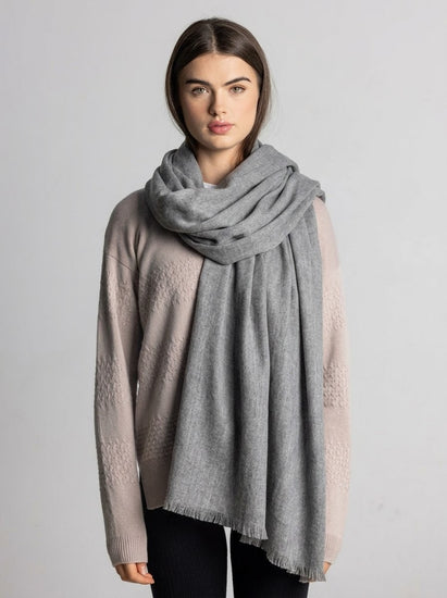 100% Cashmere Shawl - Grey