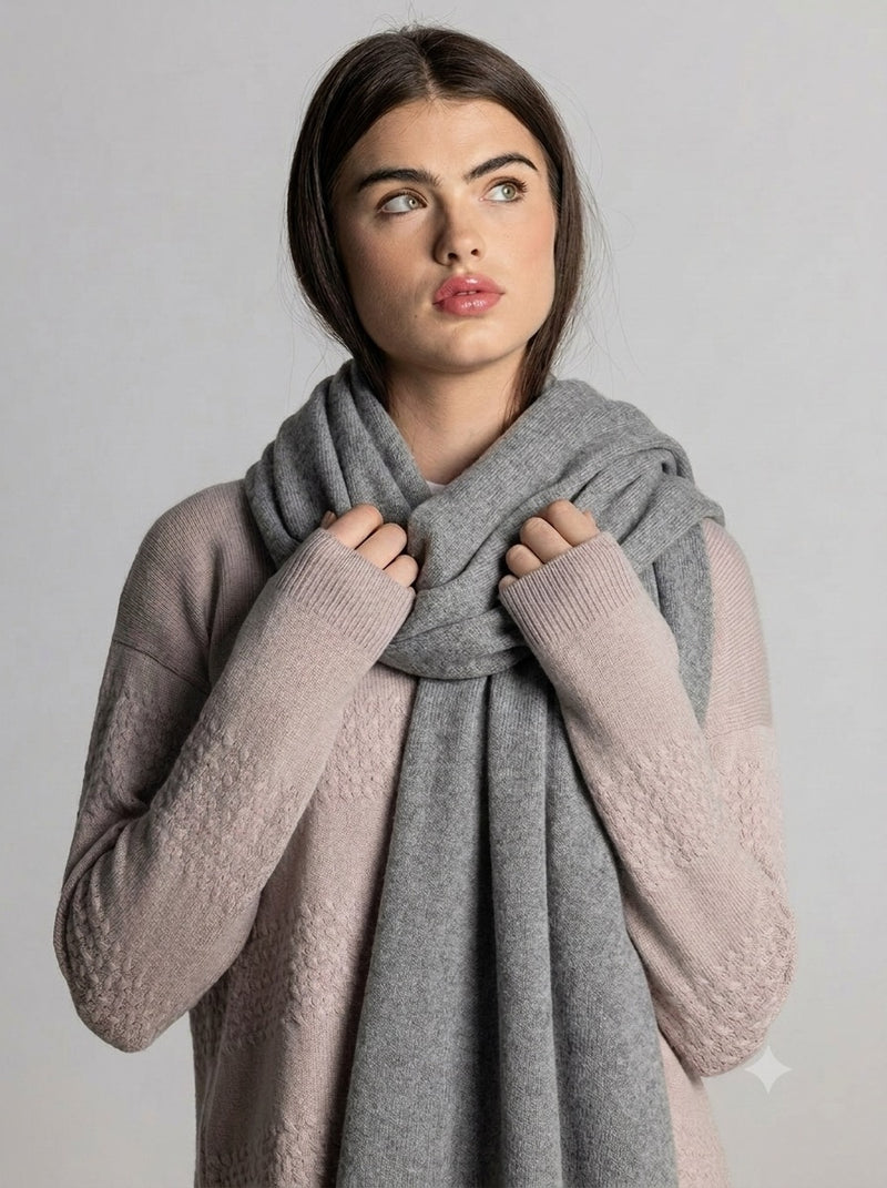 100% Cashmere Shawl - Grey