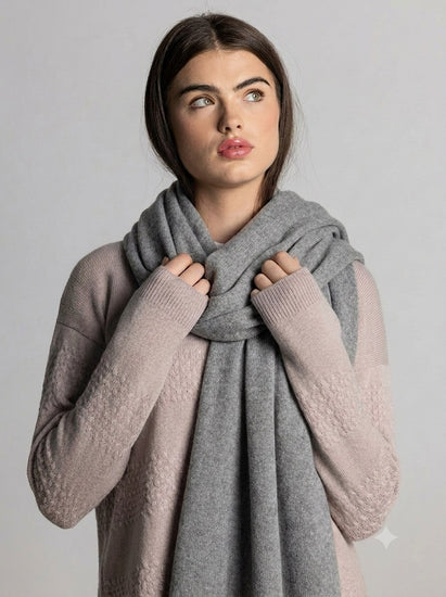 100% Cashmere Shawl - Grey