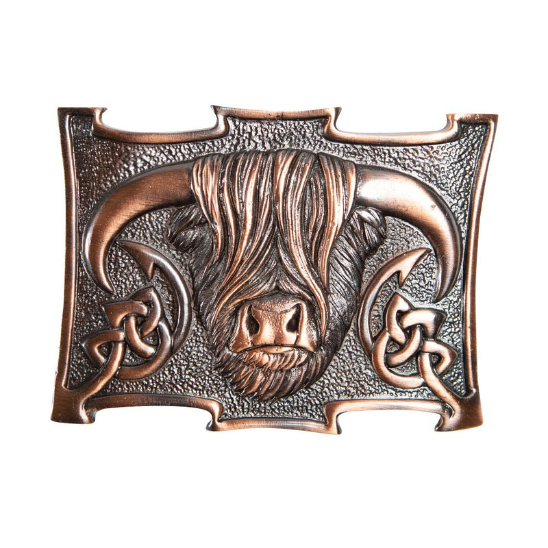 Pewter Highland Cow Belt Buckle - Chocolate Bronze Finish