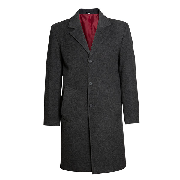 Luxury Wool & Cashmere Overcoat – Made in the UK Charcoal (3XL, 4XL and 5XL Remaining)