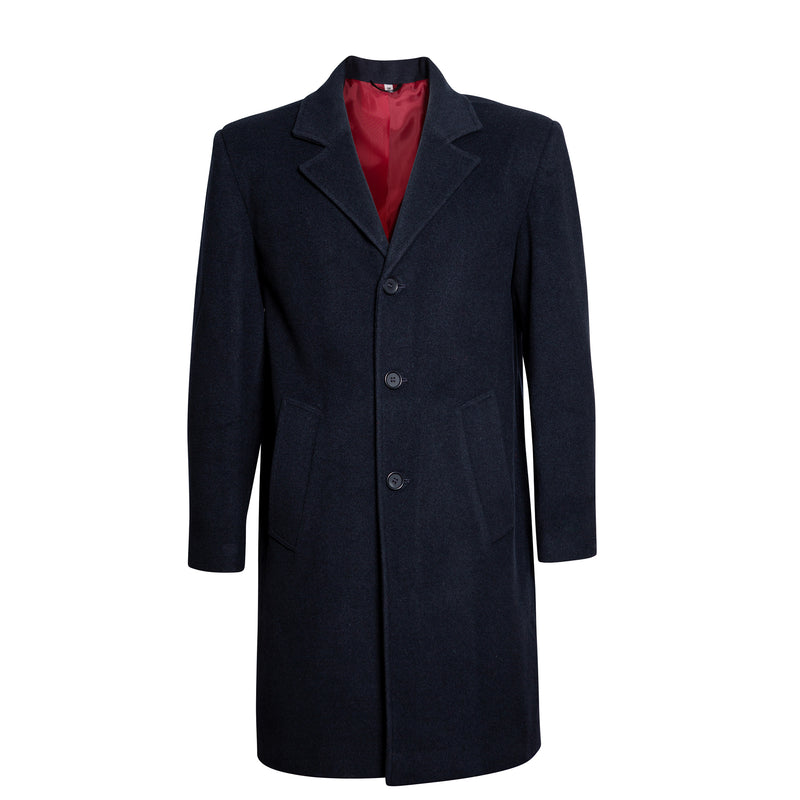 Luxury Wool & Cashmere Overcoat – Made in the UK Navy