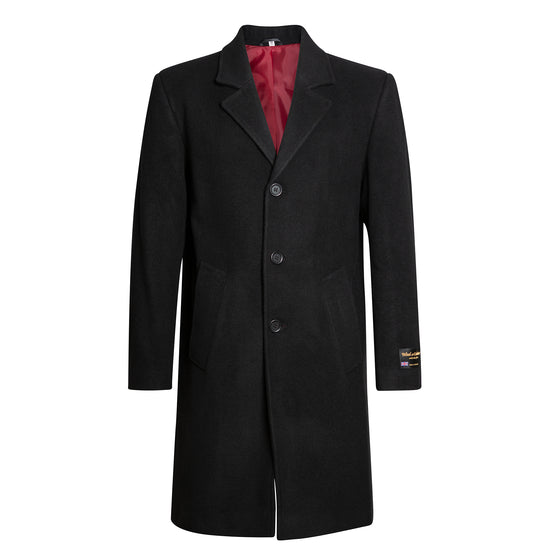 Luxury Wool & Cashmere Overcoat – Made in the UK Black