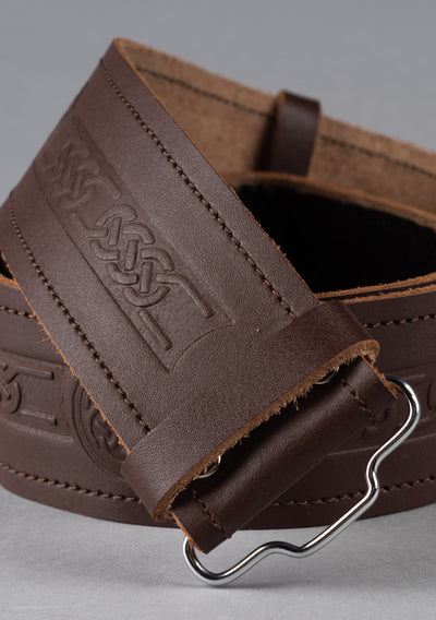 Kids Celtic Leather Kilt Belt - Brown