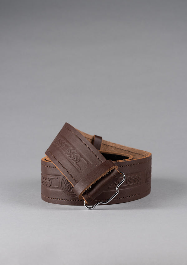 Kids Celtic Leather Kilt Belt - Brown