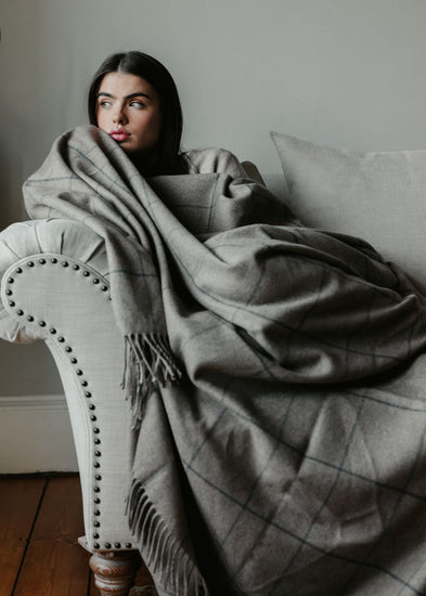 Scottish Made Natural Cashmere Throw - 3 Colours by Lovat Mills