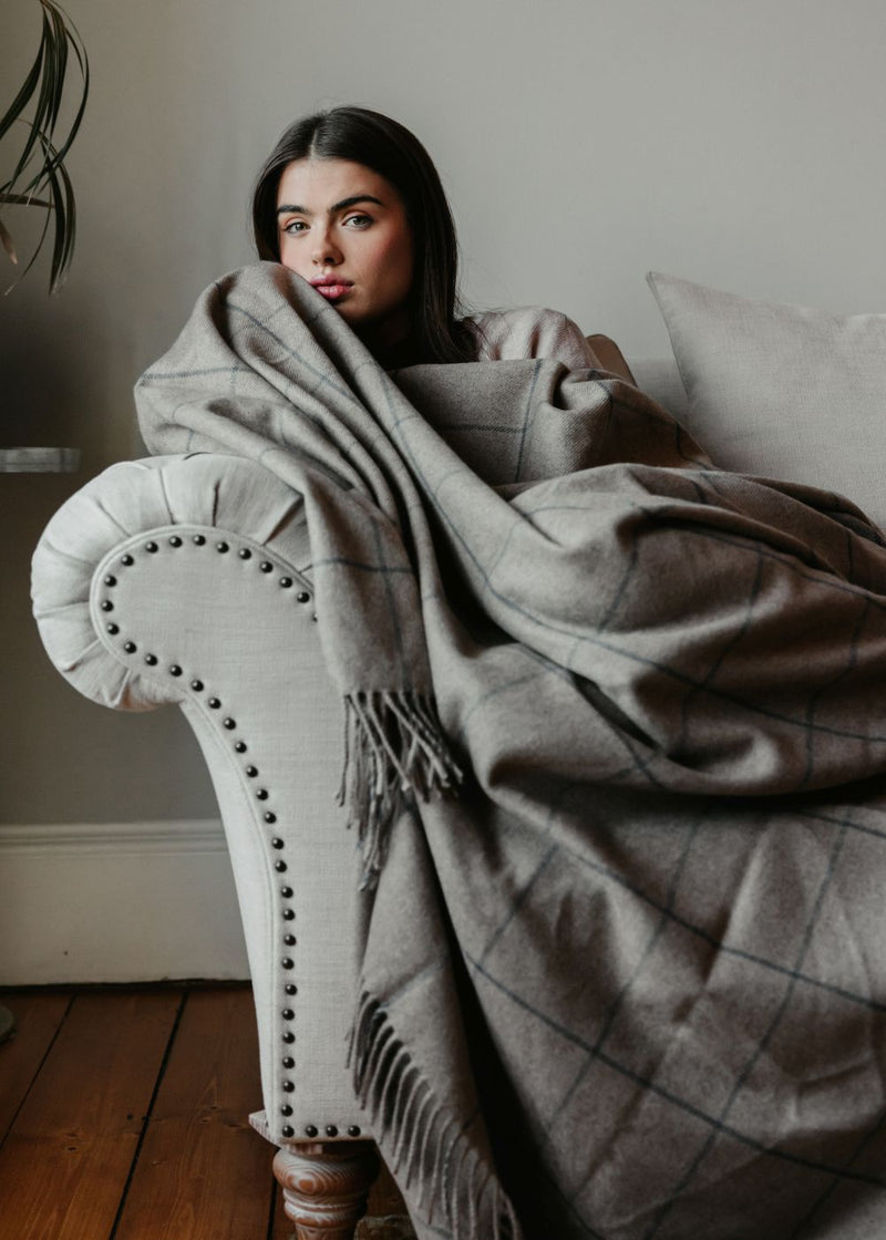 Scottish Made Natural Cashmere Throw - 3 Colours by Lovat Mills