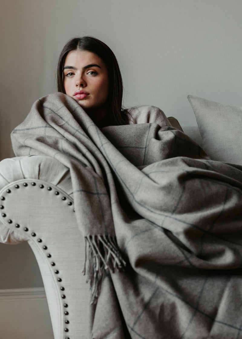 Scottish Made Natural Cashmere Throw - 3 Colours by Lovat Mills