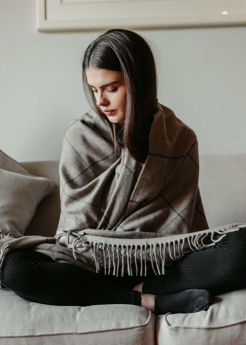 Scottish Made Natural Cashmere Throw - 3 Colours by Lovat Mills