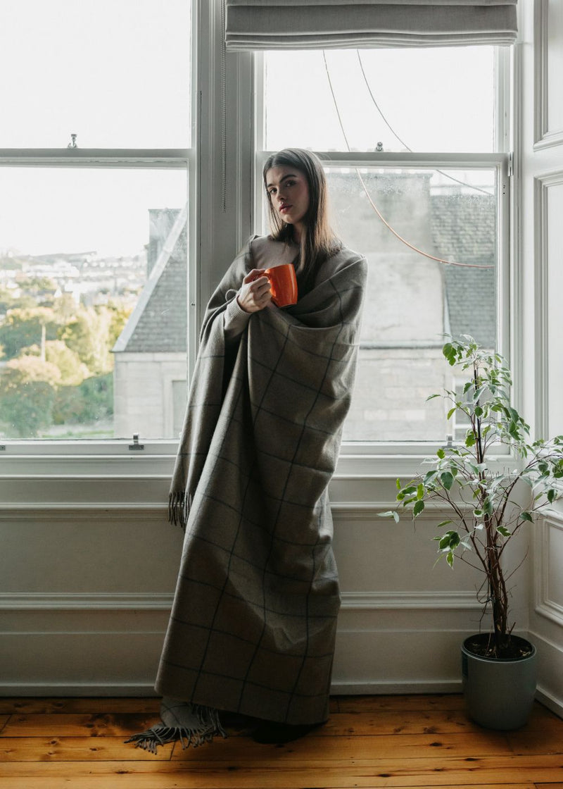 Scottish Made Natural Cashmere Throw - 3 Colours by Lovat Mills