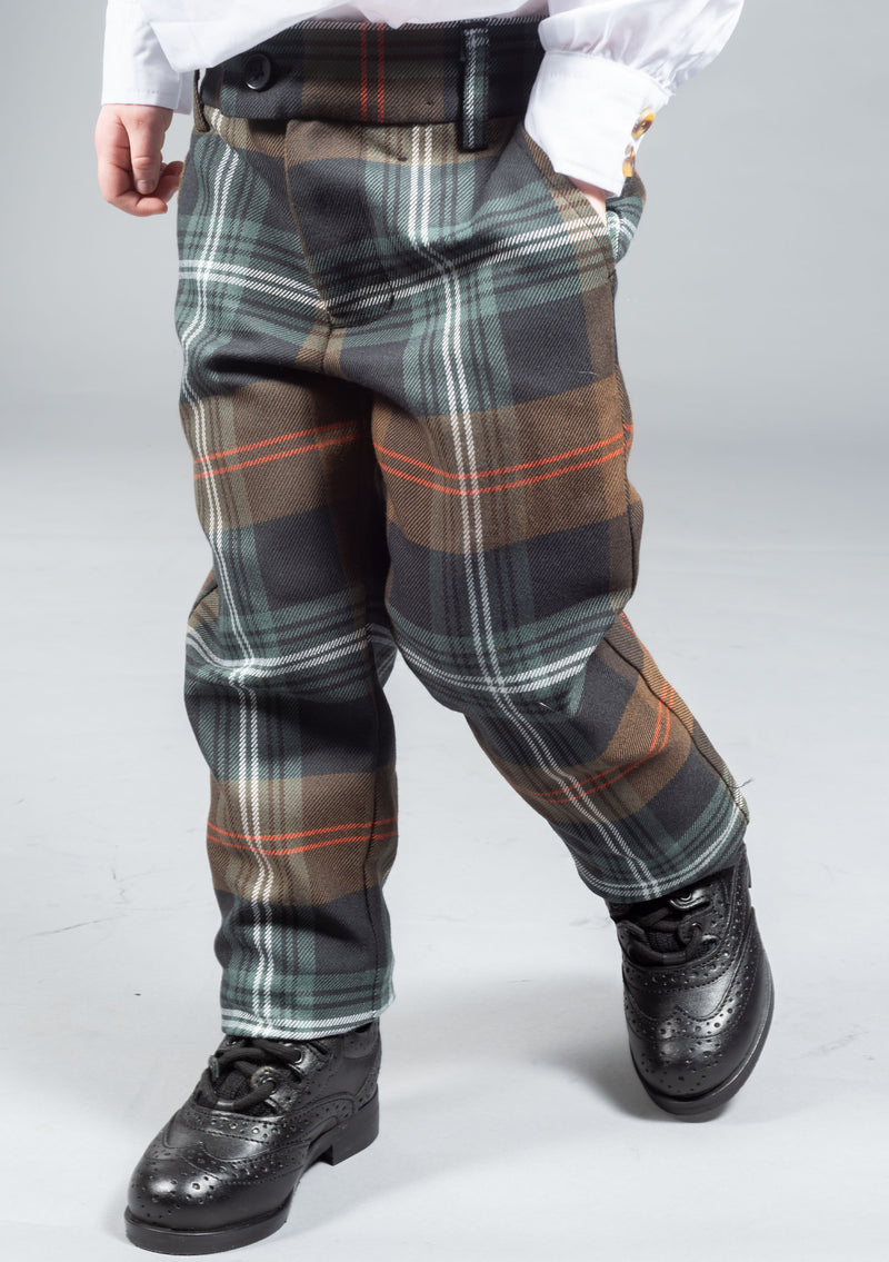 Kids Polyviscose Trews - Persevere Weathered Brown Tartan