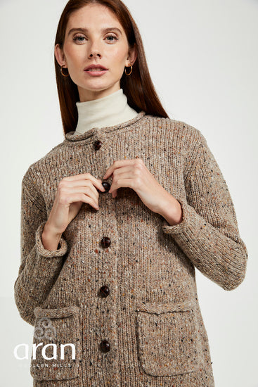 Ladies Donegal Tweed Wool Cardigan by Aran Mills - 2 Colours