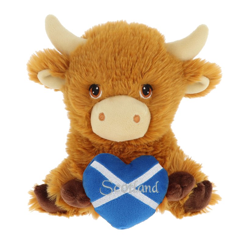 18cm Keeleco Highland Cow with Scotland Heart