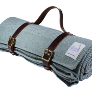 Scottish Made 100% Lambswool Waxed Back Throw by Lovat Mills - Sea Grass