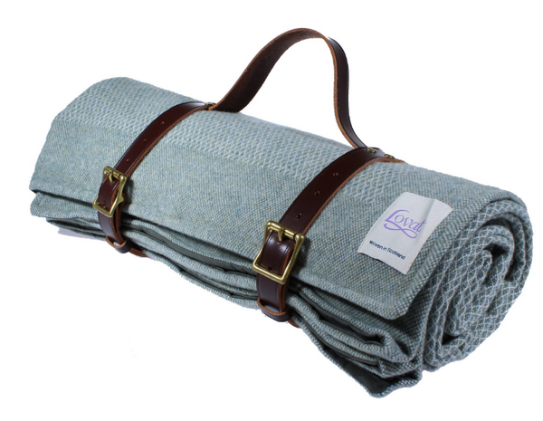 Scottish Made 100% Lambswool Waxed Back Throw by Lovat Mills - Sea Grass