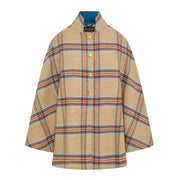 Women's Wool Victoria Cape - Multi Check (Cream/Red/Turquoise)