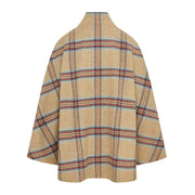 Women's Wool Victoria Cape - Multi Check (Cream/Red/Turquoise)