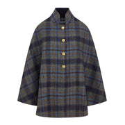 Women's Wool Victoria Cape - Multi CHeck (Blue/Green)