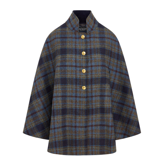Women's Wool Victoria Cape - Multi CHeck (Blue/Green)
